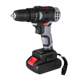 21V Cordless Electric Drill 3/8 Inch Chuck Power Drill&amp;Screwdriver with Battery Level Indicator LED Work Light 2-variable Speed