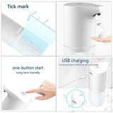350ml Automatic Soap Dispenser USB Charging Infrared Induction Foam Soap Dispenser Hand Sanitizer Touchless Bathroom Accessories