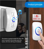 Wireless Doorbell Home Smart Music Plug-in Doorbell Elderly Pager With Battery F51 Single Button With Battery Welcome Friend