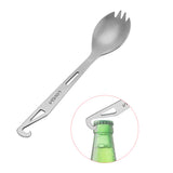 Lixada 3-in-1 Spork Stainless Steel Spork with Bottle Opener Lightweight Outdoor Dinner Spork Flatware for Travel Camping