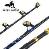 ORJD Sea Fishing Rods for Boat GS 80-130LBS Big Game Rod Leather Handle 6' 4+1 Roller Guide Cane Trolling Rod Fly Rods Crankbait