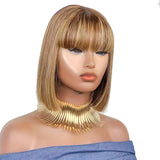 Wig female short hair Qi bangs mechanism real hair wig P4/27Human Hair Wig