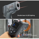 Digital Two Laserlines Infrared Object Temperature Measurement Tool Handheld ℃ ℉ Switchable Measuring Device with LED Light
