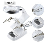3 Hand Soldering Iron Stand Welding Tool With Magnifying Glass Illuminated LED Alligator Clip Holder Clamp Helping Repair