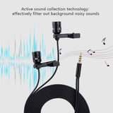 SOONHUA 3.5mm Microphone Lapel Clip Mic With Capacitor Technology Dual-Head Microphones For Smart Phone