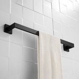 Premium Stainless Steel 4 Pieces Bathroom Hardware Accessories Set Wall Mounted Towel Bar Set Paper Holder Robe Hook Black