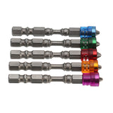 5Pcs S2 Alloy PH2 Phillips Single Head Magnetic Screwdriver Bits Anti-Slip 1/4 Inch Hex Shank Drywall Electric Screwdriver Set