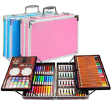 Brand New High Quality 141pcs Alloy Box Painting Drawing Art Kit Color Pencil Crayon Pigment Brush For Boys Girls Kids Gift