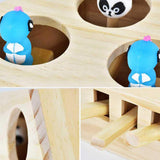 For Cat Indoor Solid Wooden Cat Hunt Catch Mouse Toys Interactive Seat Scratch