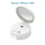 Mini Make Up Mirror WIth Light Sprayer Skin Moisturizing Spray LED Face Cosmetic Mirror Nano Mist Pocket Humidifier Girls Mirror
