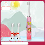 Dropshiping W9 Kids Electric Toothbrush Cartoon Pattern Double-sided Waterproof Tooth Brush Oral Cleaning for Kids Free shipping