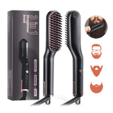PTC Heating Hair Straightener Brush Comb Men Beard Smooth Shape Anti Static Fluffy Straight Beard Comb Electric Hair Brush