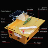 100W Table Saw with Miter Gauge Electric Desktop Saw 7500RPM Adjustable Speed 27MM Cutting Depth with Multiple Accessories