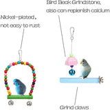 14 Pcs Bird Toys Set Swing Chewing Training Toys Small Parrot Hanging Hammock Parrot Cage Bell Perch Toys with Ladder