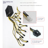 2000W ATX ETH Mining Power Supply For Mining Bitcoin 180V-264V 90% E Supports 8 Card Platform 16 8P Ports 4U Single