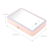 Makeup Storage Box Flat Storage Vanity Mirror Storage Box Smart LED Fill Light with Countdown Makeup Mirror