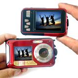 New Smart HD 1080P Waterproof Digital Camera Dual Screens (Back 2.7 inch + Front 1.8 inch) 16x Zoom Underwater Camcorder Cam