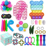Popite Dimple Fidget Toys Set Box Pushs Bubble Fidget Toys Pack Children Adult Sensory Popete Game Kit Stress Reliever Toy