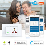 CBE Tuya Keyswitch + Sockets Voice Control Wireless Wifi In-Wall Switch Remote Control Push Button for Alexa Google Home