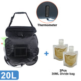 Switchable Shower Head20L Water Bags Outdoor Camping Solar Shower Bag Foldable Heating Camp Shower Hiking Climbing Bath Bag