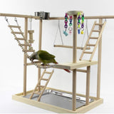 48*33*53cm Parrot Playstands With Cup Toys Tray Bird Swing Climbing Hanging Ladder Bridge Wood Cockatiel Playground Bird Perches