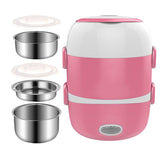 Portable Electric Heating Lunch Box Stainless Steel Food Container Thermos Office Lunch Box Food Steamer Mini Rice Cooker