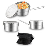 1.5L Stainless Steel Lunch Case with Storage Bag Camping Pot Outdoor Lunch box for Backpacking Hikiing Fishing