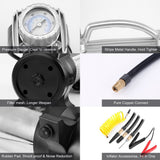 Catuo Portable Double Cylinder Air Compressor Tire Inflator High Power 12V Dc Pump To 100 Psi With Led Light Thermal Design