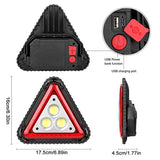 Triangle Traffic Warning Light Portable LED Working Light Car Red Hazard Warning Light USB Rechargeable Foldable 4 Modes