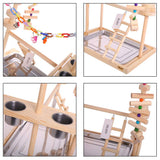 Large Parrot Playstand Bird Play Stand Cockatiel Playground Wood Perch Gym Playpen Ladder with Feeder Cups Toys (Include a Tray)