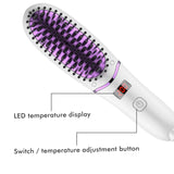 Hot Sale Hair Straightening Brush Ionic with 5 Adjustable Temperatures LED Display for Anti Static Home Travel Beard