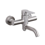 304 Stainless Steel Wall Mount Cold Hot Water Mixer Triple Valve Long Nozzle Tap Bathroom Shower Faucet