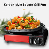 Korean-style Square Grill Pan with Maifan Stone Coated Surface Non-stick Smokeless Stovetop Plate for Indoor Outdoor Camping BBQ