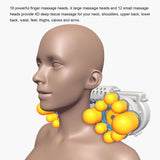 Neck Massager Shiatsu Shoulder Back Massager Heat Massage Pillow 16 Heads 3 Modes for Back Cervical Shoulder Muscle Pain Relief