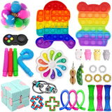 Popite Dimple Fidget Toys Set Box Pushs Bubble Fidget Toys Pack Children Adult Sensory Popete Game Kit Stress Reliever Toy