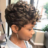 Wig short curly hair wig chemical fiber headgear