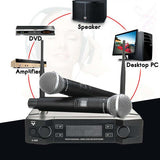 Wireless Dual Handheld Microphone 2 Channel VHF Mic KTV System Karaoke EU Plug