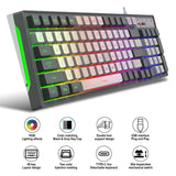 96 Keys RGB Lighting Game Keyboard USB Wired Color Matching Gaming Backlight Keyboards for PC Desktop Laptop Gamers Office