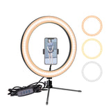 6.3 -10 Inch Selfie Ring Light Phone LED Camera Ring Lamp Photography USB Dimmable with Tripod Stand Holder for Makeup Youtube