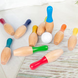13Pcs Wooden Color Bowling Set 10 Pins 3 Ball Bowling Game For Kids Indoor Family Sports Educational Toy