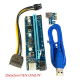 F19E VER009S PCI-E Riser Card PCIE 1X to 16X Extender  USB 3.0 Cable 4 Pin Power Cable