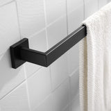 Premium Stainless Steel 4 Pieces Bathroom Hardware Accessories Set Wall Mounted Towel Bar Set Paper Holder Robe Hook Black