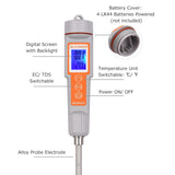 Soil Tester 3 in1 EC/TDS/ Temperature Digital Soil Test Probe Meter with Backlight Screen Portable Soil Salinity Tester