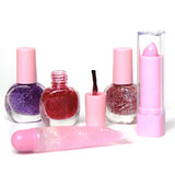 Kid Makeup Toy Mini Cosmetic Lipstick Eyeshadow Nail Gel Beauty Set Portable Cosmetic Bag Little Girls Princess Birthday Gift