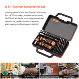 JAKEMY 31pcs Flexible Ratchet Screwdriver Bits&amp;Socket Set Drive Socket Set Premium H4*45mm&amp;H6.3*60 CR-V Alloy Steel Slotted Torx