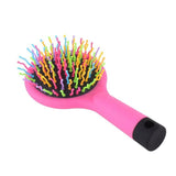 Rainbow Volume Anti-static Detangler Hair Curl Straight Massage Comb Color Hair Brush Styling Tools With Mirror