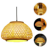 1Pc Natural Bamboo Pendant Lamp Decorative Ceiling Light Creative Gift (Khaki)