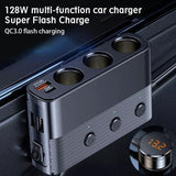 3 ports Car Cigarette Lighter Socket Splitter 3 USB Type-C QC3.0 PD 30W Fast Charge Independent Switch 127W High Power Adapter