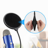 Microphone Pop Filter Dual Layered Wind Pop Screen Mic Shield Pop Filters With Flexible Metal Gooseneck Microphone Accessories
