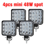 Mini 16LED 27W 48W LED Work Light Bar Square Spotlight 12V 24V Offroad LED Light Bar For Truck Offroad 4X4 4WD Car SUV ATV